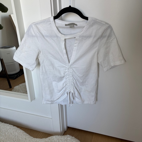 All Saints Gigi drawcord centere cropped t shirt - Picture 5 of 7